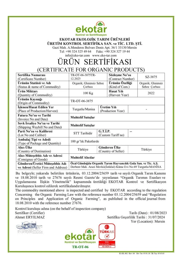 Organik Glutensiz Sebze Çorbası 100 gr - 3