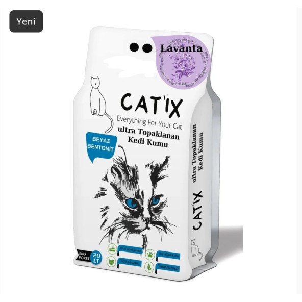 Catix 20lt Beyaz Bentoint Lavanta Kokulu Ince Taneli Kedi Kumu Ultra Topaklanma