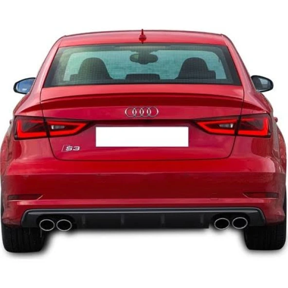 Audi A3 8V için (2017-2019) S3 Style Arka Tampon Difüzör (Plastik) - 1