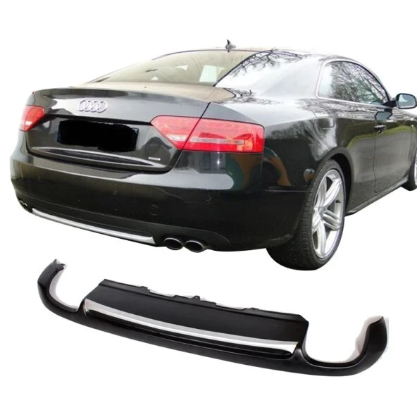 Audi A5 8P3 için Coupe 2012 - 2016 Arka Tampon Eki - Difüzör (Plastik)