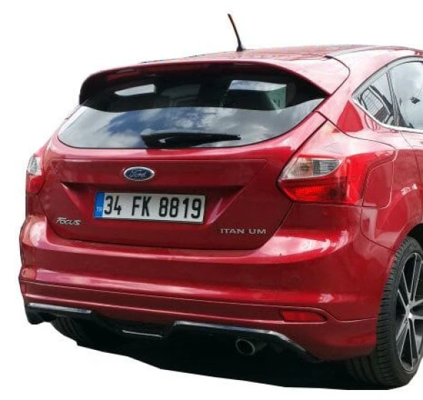 Ford Focus 3 için Hatchback 2012 - 2014 Arka Tampon Eki - Difüzör (Plastik)