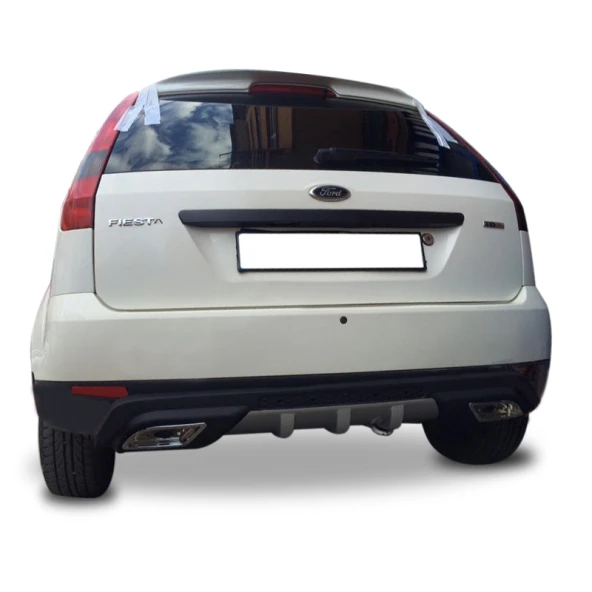 Ford Fiesta Uyumlu 2 Egzoz Görünümlü Universal Arka Tampon Eki - Difüzör (Plastik) ürün görseli 1