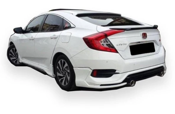 Honda Civic Fc5 için Sedan (2015-2018) Turbo Arka Tampon Eki - Difüzör (Plastik)