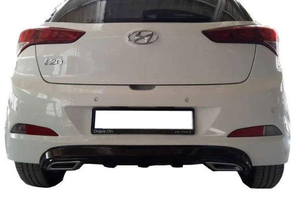 Hyundai İ20 (2014-2018) için Egzoz Görünümlü Arka Tampon Eki - Difüzör (Plastik)