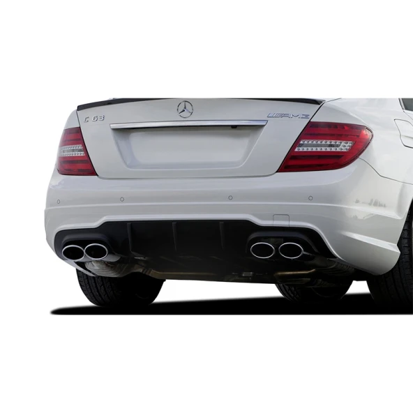 Mercedes C Serisi için W204 (2012-2014) Makyajlı Arka Tampon Eki - Difüzör (Plastik)
