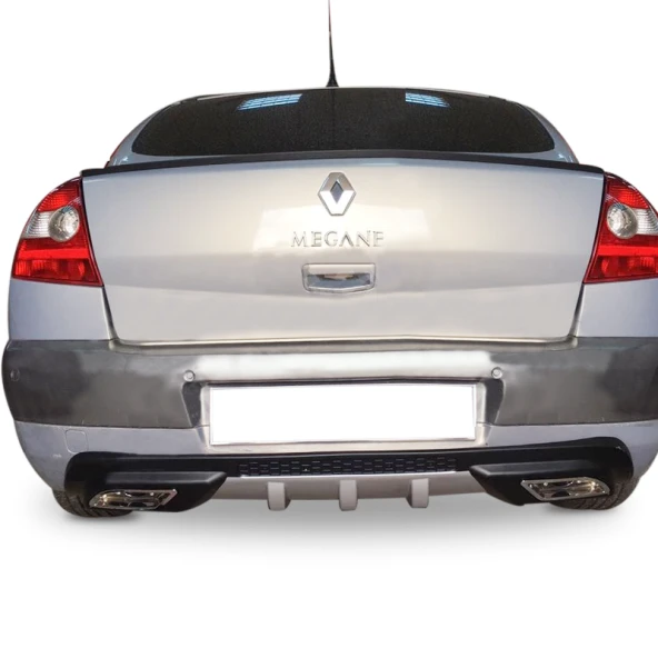 Renault Megane Uyumlu 2 Egzoz Görünümlü Universal Arka Tampon Eki - Difüzör (Plastik) ürün görseli 1