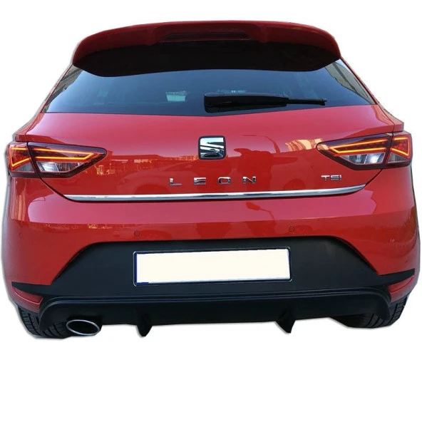 Seat Leon Mk3 için - 5F (2013-2016) Style Uyumlu Arka Tampon Eki - Difüzör (Plastik)