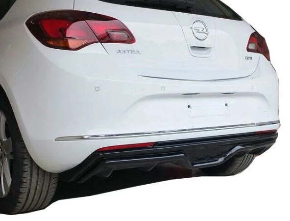 Opel Astra J için Hatchback (2013-2015) Makyajlı Custom Arka Tampon Eki - Difüzör (Plastik)