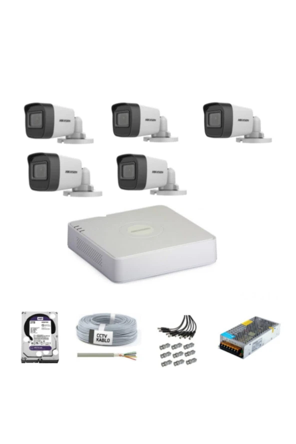 Hikvision Haıkon 5 Kameralı Güvenlik Kamera Hazır Set (Gece Renkli)