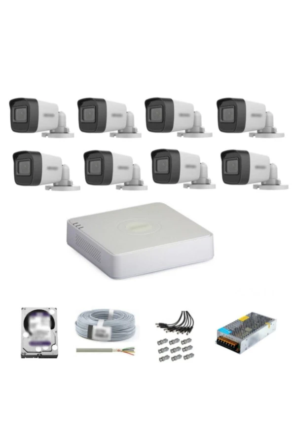 Haıkon 8 Kameralı Güvenlik Kamera Hazır Set 1tb 7/24 Hdd-1tb Kayıt Kapasiteli Sistem