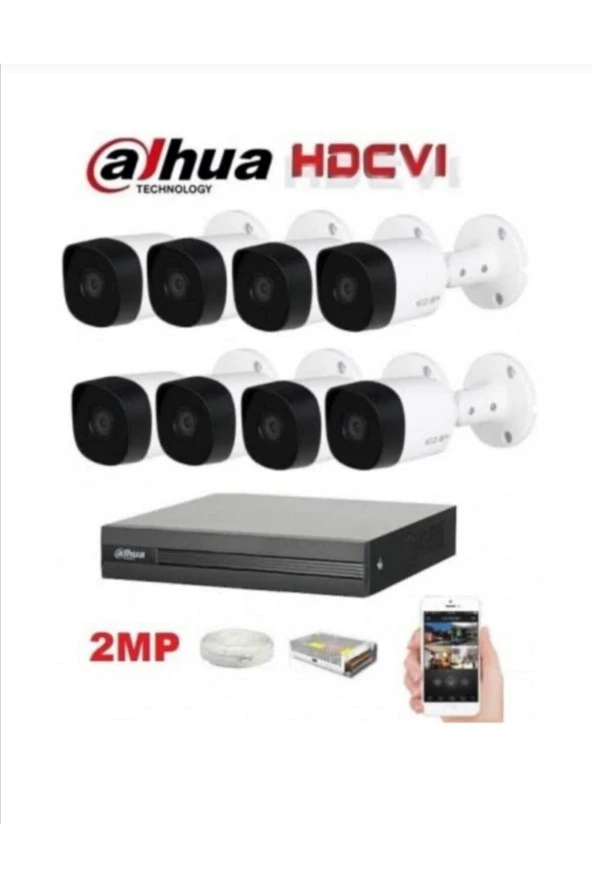 DAHUA 2 Mp 8 Kameralı Set