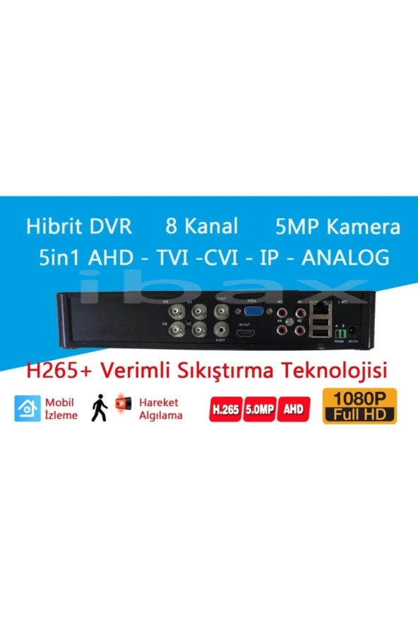 5mp H265 8li Kayıt Cihazı