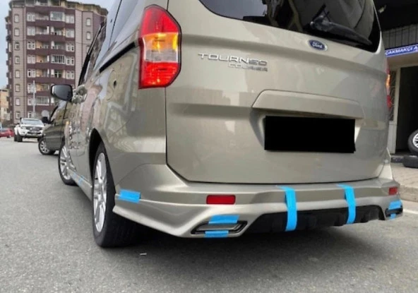 Ford Tourneo Courier için Egzoz Görünümlü Arka Tampon Eki (Plastik) - 1