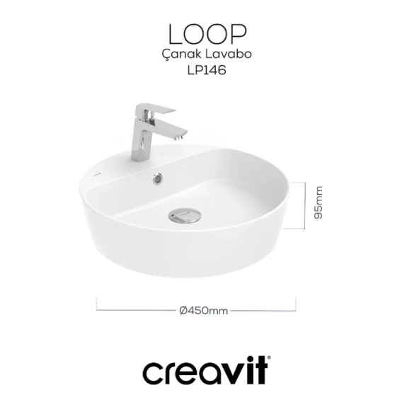 Creavit LP146 Loop 45 cm Kare Çanak Lavabo - 1