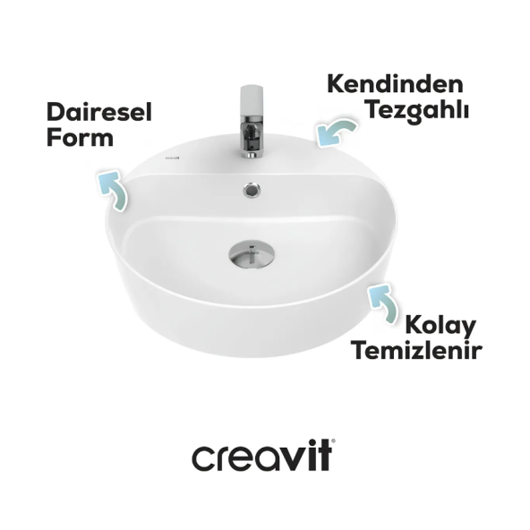 Creavit LP146 Loop 45 cm Kare Çanak Lavabo - 2