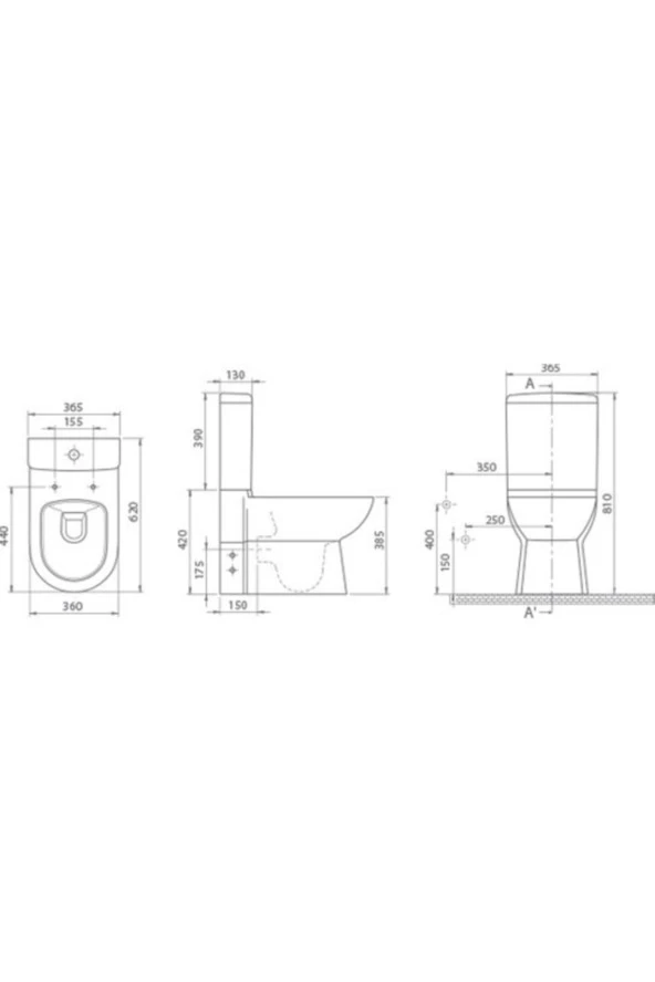 Turkuaz SeramiK Bella Duvara Sıfır Klozet + Bella Slim Yavaş Kapanan Kapak + Çift Kademeli İç Takım Dahil - Beyaz - Resim 2