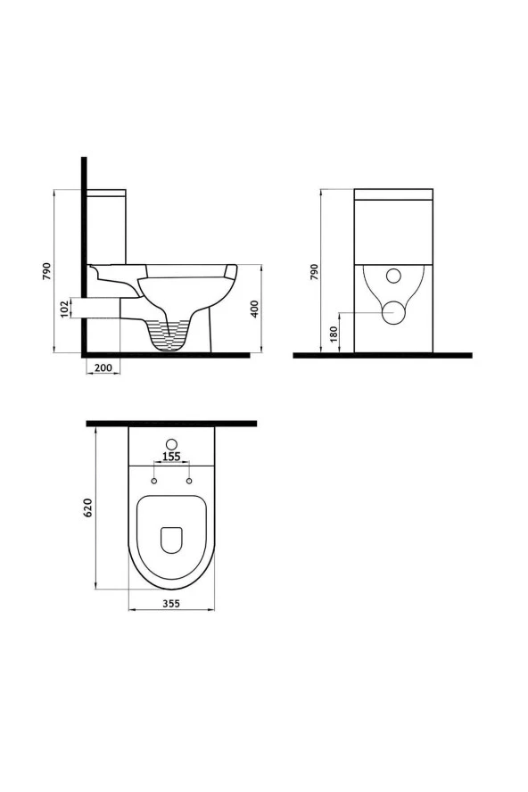 Modern Duvara Sıfır Siyah Klozet Takımı - 3