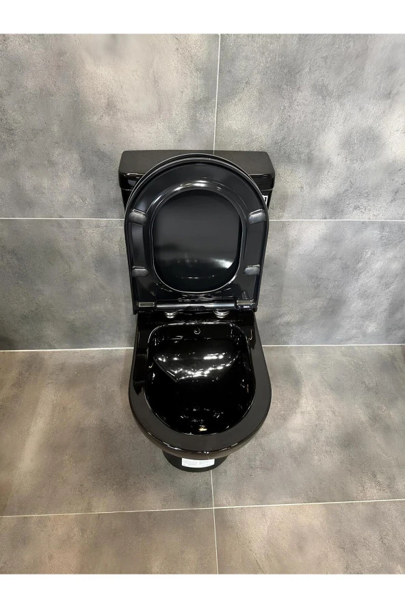 Modern Duvara Sıfır Siyah Klozet Takımı - 4