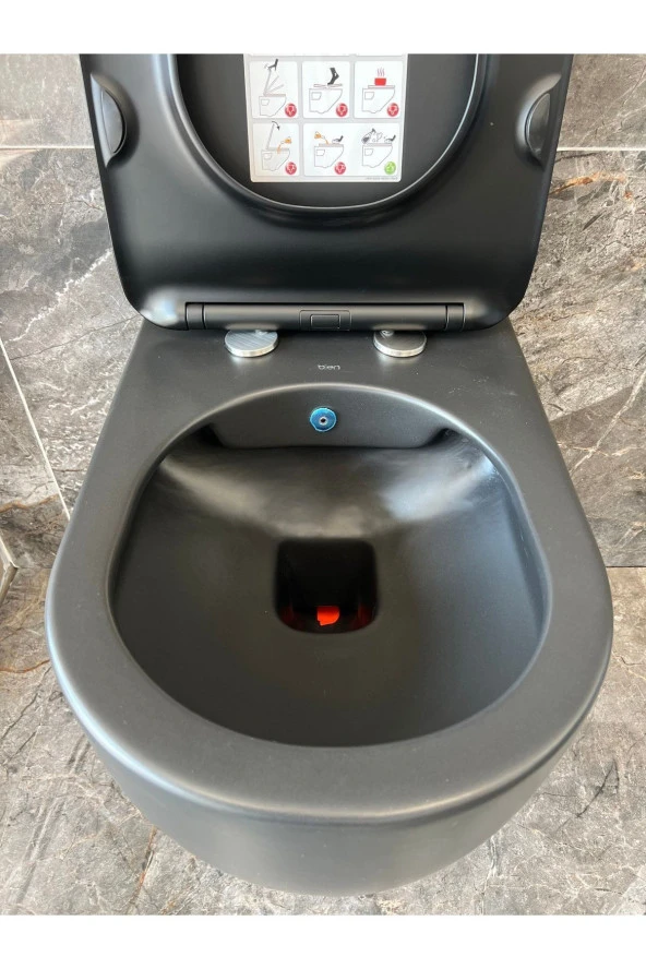 Vokha Kanalsız Asma Klozet (mat Siyah) + Amaro Slim Yavaş Kapanan Kapak - 4