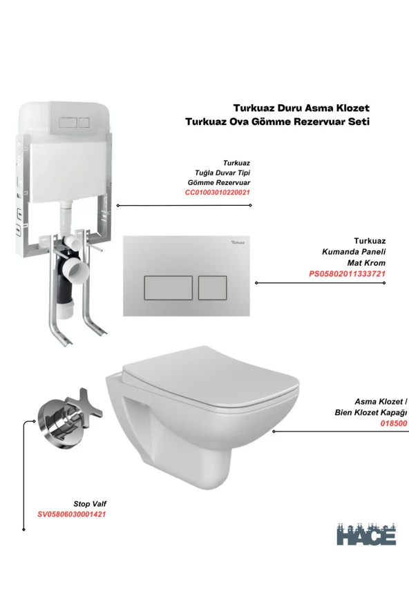 Turkuaz Duru Kanallı Asma Klozet