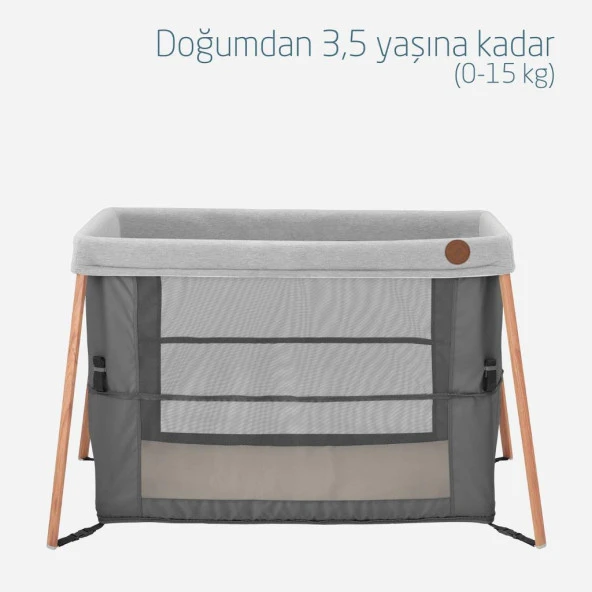 Maxi Cosi Iris 2 'si Bir Arada Anne Yanı Beşik ve Taşınabilir Çift Katlı Park Yatak Beyond Graphite Eco - Resim 2