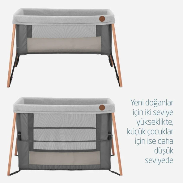 Maxi Cosi Iris 2 'si Bir Arada Anne Yanı Beşik ve Taşınabilir Çift Katlı Park Yatak Beyond Graphite Eco - Resim 3