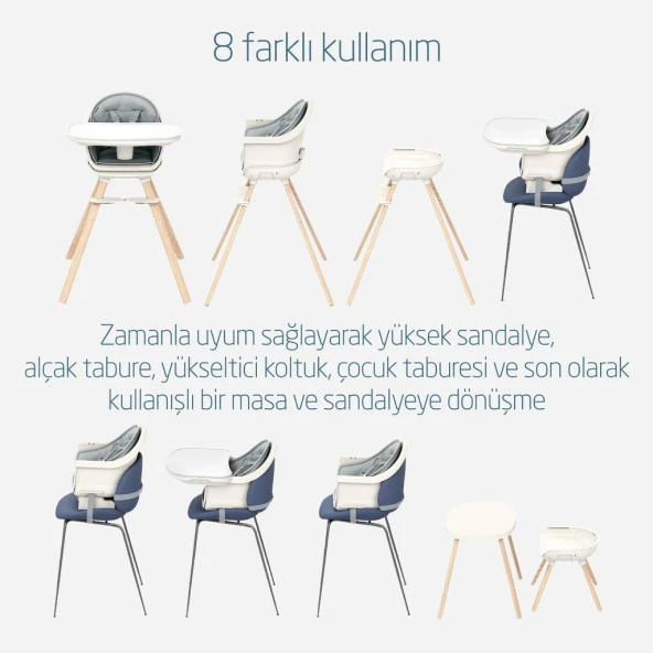 Maxi-Cosi Moa 8’i Bir Arada Çok Fonksiyonlu Mama Sandalyesi Yükseltici Tabure Yazı Masası Beyond White Eco - 2