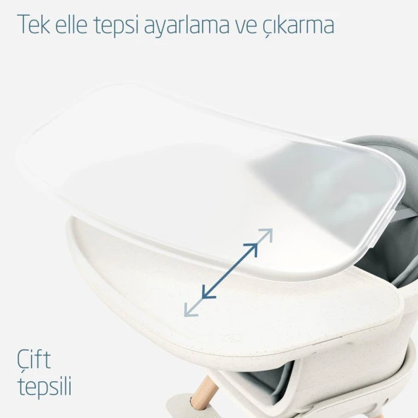Maxi-Cosi Moa 8’i Bir Arada Çok Fonksiyonlu Mama Sandalyesi Yükseltici Tabure Yazı Masası Beyond White Eco - 3