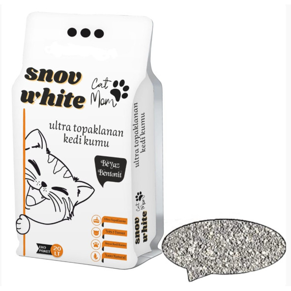 Snow White Aktif Karbonlu bentonit kedi kumu 20 Lt