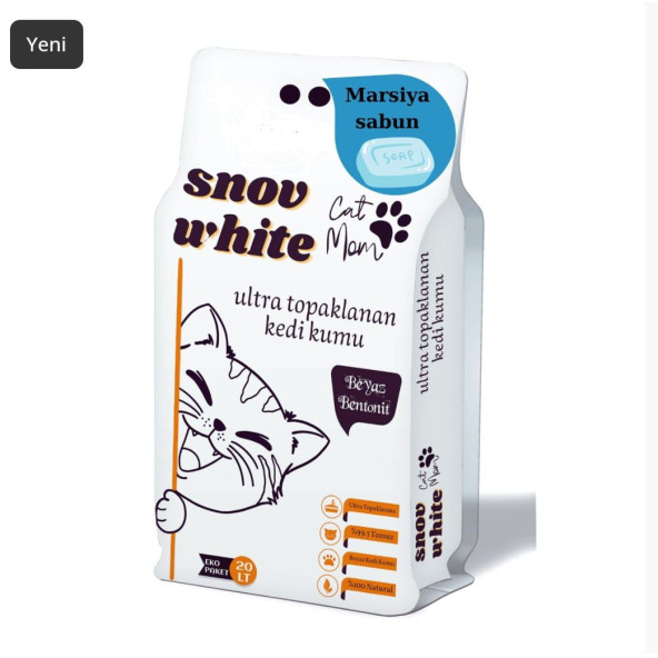 Snow White 20lt Beyaz Bentoint Marsilya Sabun Ince Taneli Kedi Kumu Ultra Topaklanma