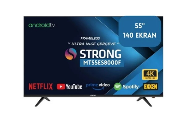 Strong MT55ES8000F 55" 140 Ekran Uydu Alıcılı 4K Ultra HD Android Smart TV