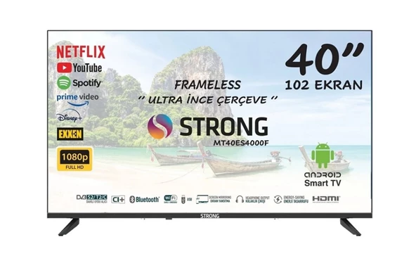 Strong MT40ES4000F 40" 101 Ekran Uydu Alıcılı Full Hd Android Smart LED Tv