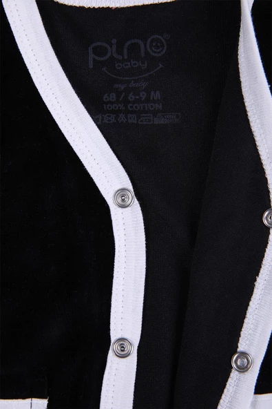 Babyhola Kadife Yelek Patikli Pantolon Unisex Bebek 2'li Set Siyah - 11