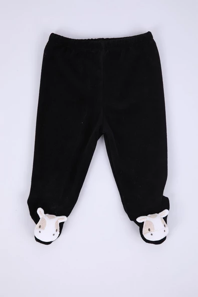 Babyhola Kadife Yelek Patikli Pantolon Unisex Bebek 2'li Set Siyah - 8