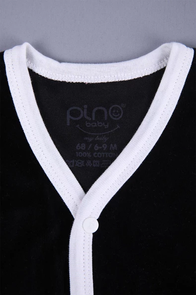 Babyhola Kadife Yelek Patikli Pantolon Unisex Bebek 2'li Set Siyah - 12