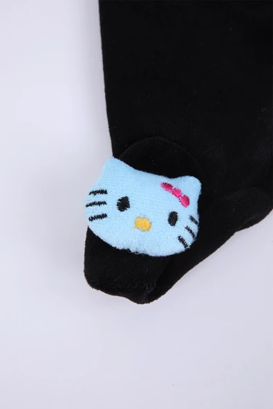 Babyhola Kadife Yelek Patikli Pantolon Unisex Bebek 2'li Set Siyah - 5