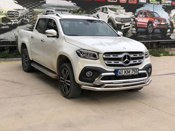 Mercedes X-Class Off için Road Tampon Koruma Demiri Krom Çiftli Bıyık 2017+ Pst17