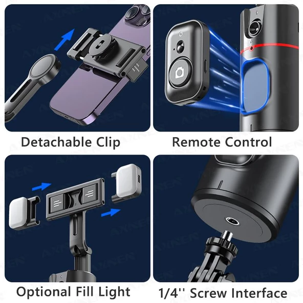 Torima P02 Profesyonel 360 Derece Gimbal Öz Çekim Telefon Sabitleyici Video Çekimi Siyah - 6