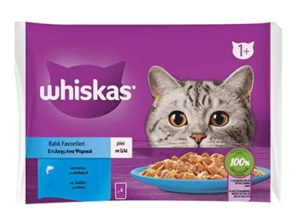 Whiskas Balık Favorileri Somonlu Ve Ton Balıklı Kedi Yaş Mama 340 G (4 X 85 Gr)