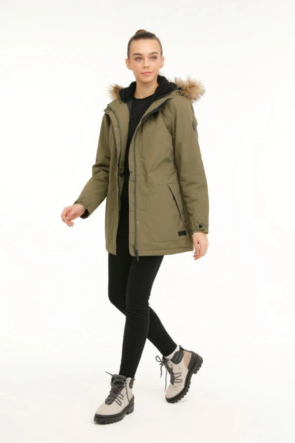 WL JANE 3GF744 3PR Siyah Kadın Uzun Kaban - 7