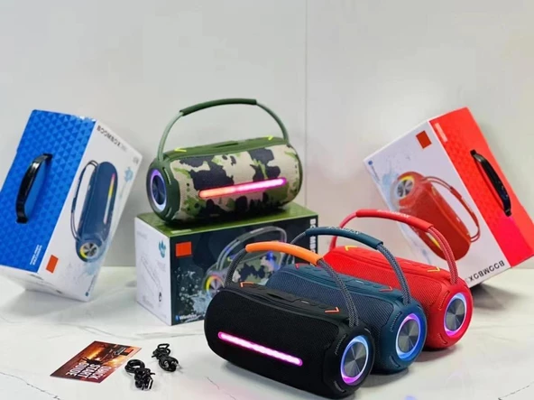 Torima Booms Box 360 Taşınabilir Rgb Ledli Bluetooth Hoparlör Usb-Tf Kırmızı - Resim 5