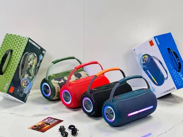 Torima Booms Box 360 Taşınabilir Rgb Ledli Bluetooth Hoparlör Usb-Tf Kırmızı - Resim 7