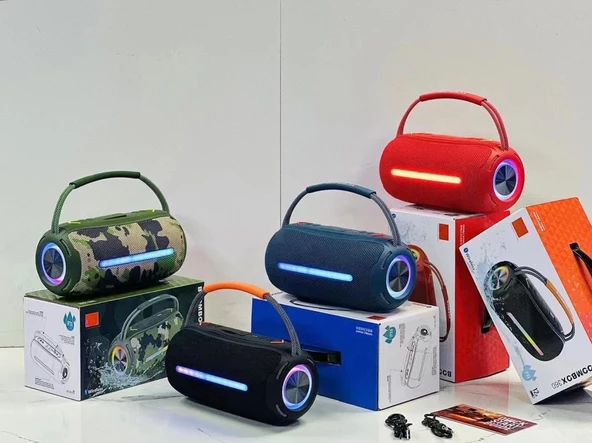 Torima Booms Box 360 Taşınabilir Rgb Ledli Bluetooth Hoparlör Usb-Tf Kırmızı - Resim 4