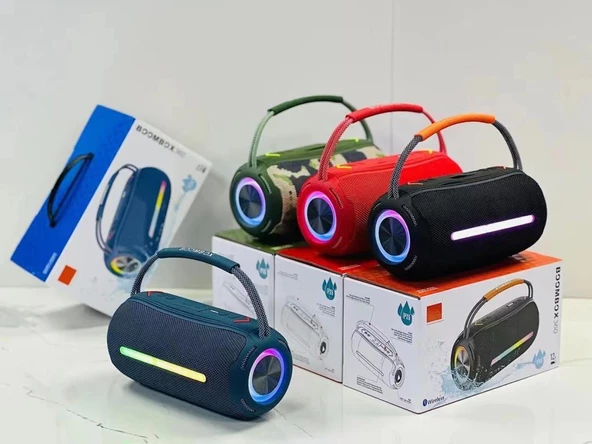 Torima Booms Box 360 Taşınabilir Rgb Ledli Bluetooth Hoparlör Usb-Tf Kırmızı - Resim 6