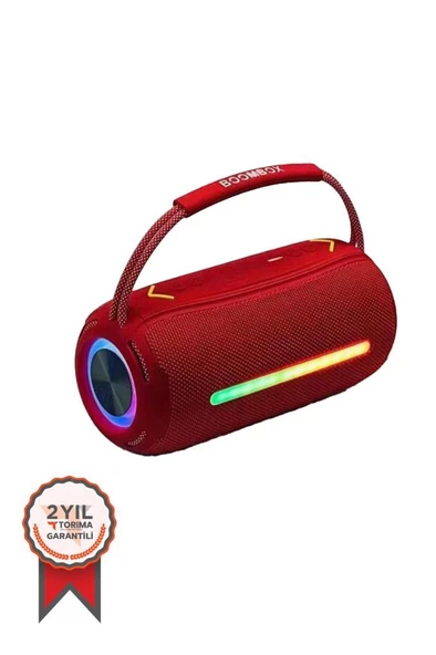 Torima Booms Box 360 Taşınabilir Rgb Ledli Bluetooth Hoparlör Usb-Tf Kırmızı