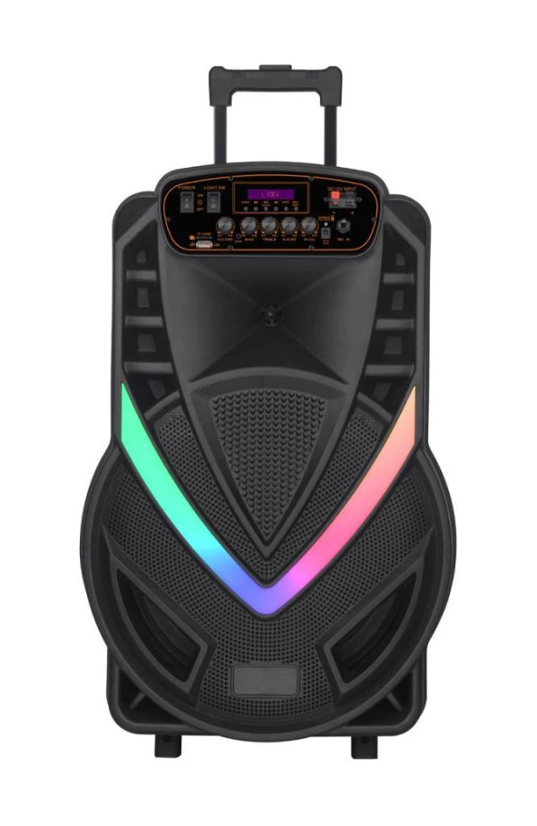 Torima NDR-V12 Siyah Mikrofonlu Kumandalı Rgb Ledli Taşınabilir Tekerlekli Bluetooth Hoparlör - 2