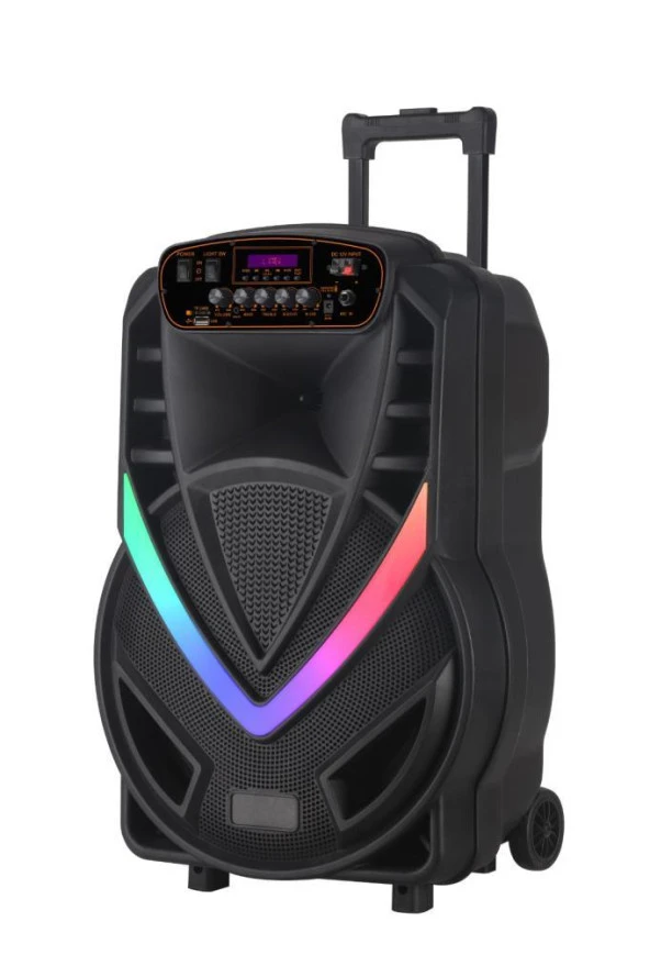 Torima NDR-V12 Siyah Mikrofonlu Kumandalı Rgb Ledli Taşınabilir Tekerlekli Bluetooth Hoparlör - 5