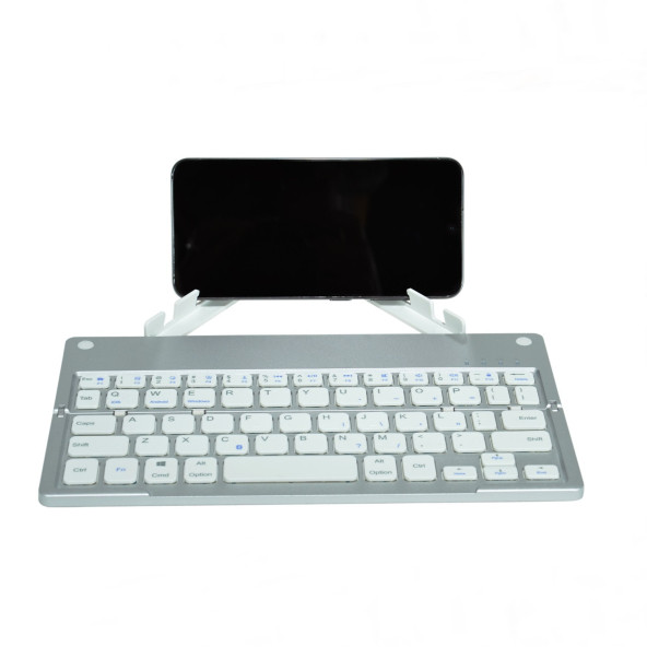 Tech-X Win/iOS/Android Uyumlu Katlanabilir Bluetooth Klavye Telefon Tutucu Kılıf Hediyeli - 7