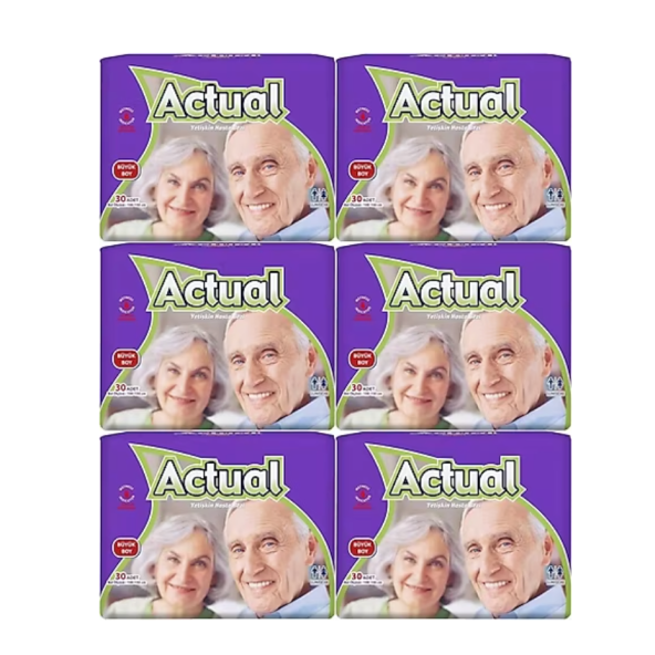 Actual Büyük Boy (L) Hasta Bezi 30lu 6 Paket