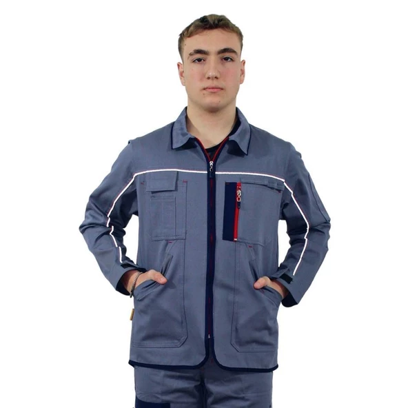 Persmont GM04K Gri Fermuarlı Gabardin Kışlık Mont  M